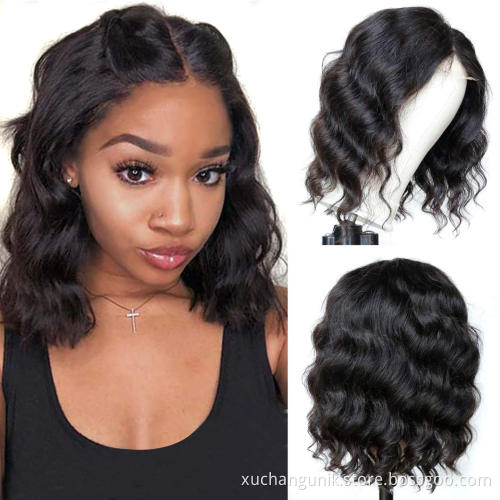 Wholesale Human Hair Lace Front Short Bob Body Wave Wig,Full Hd Frontal Wig Ocean Wave Bob Wig,13*4 Brazilian Human Hair Wigs